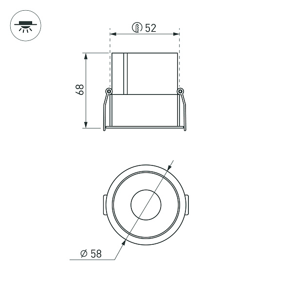 Светильник MS-ATLAS-BUILT-R58-10W Warm3000 (WH-BK, 35 deg, 230V) (Arlight, IP20 Металл, 5 лет) Lednikoff