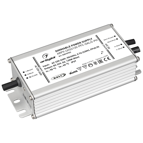 Блок питания ARPV-UH24120-PFC-DALI2-PH (24V, 5.0A, 120W) (Arlight, IP67 Металл, 7 лет) Lednikoff