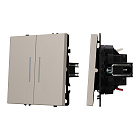 ARL NOBE Выключатель проходной 2 кл подсветка софт-тач кашемир SWT-MKP2-SFPL-L-CA (250V, 10A) (Arlight, -) Lednikoff