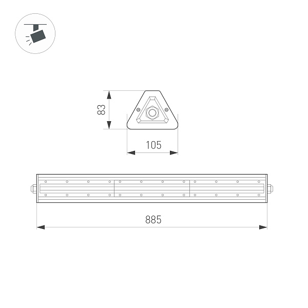Светильник SP-LAGERN-MOTION-L885-150W Day5000 (WH, 50х90 deg, 230V) (Arlight, IP65 Металл, 5 лет) Lednikoff