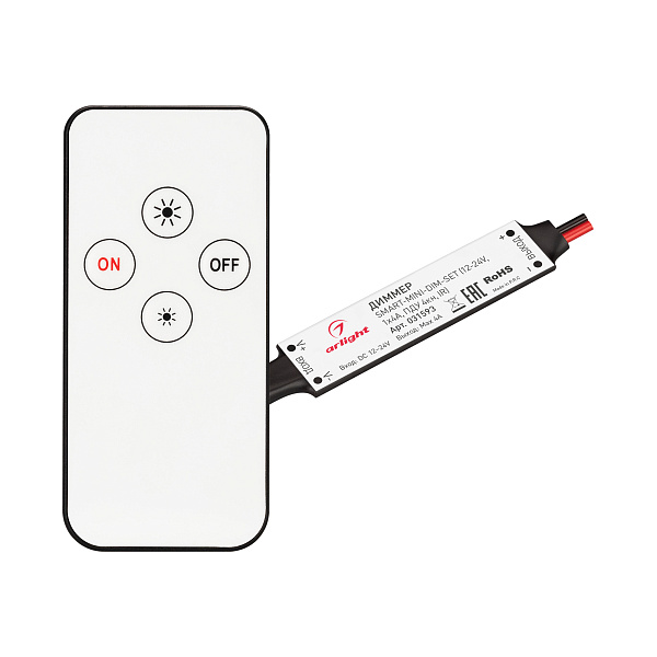 Диммер SMART-MINI-DIM-SET (12-24V, 1x4A, ПДУ 4кн, IR) (Arlight, IP20 Пластик, 5 лет) Lednikoff