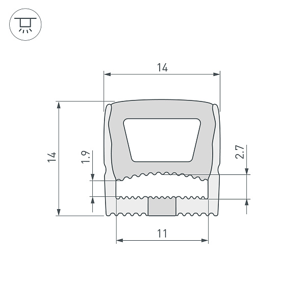 Силиконовый профиль WPH-FLEX-1414-TOP-S11-20m WHITE (Arlight, Силикон) Lednikoff