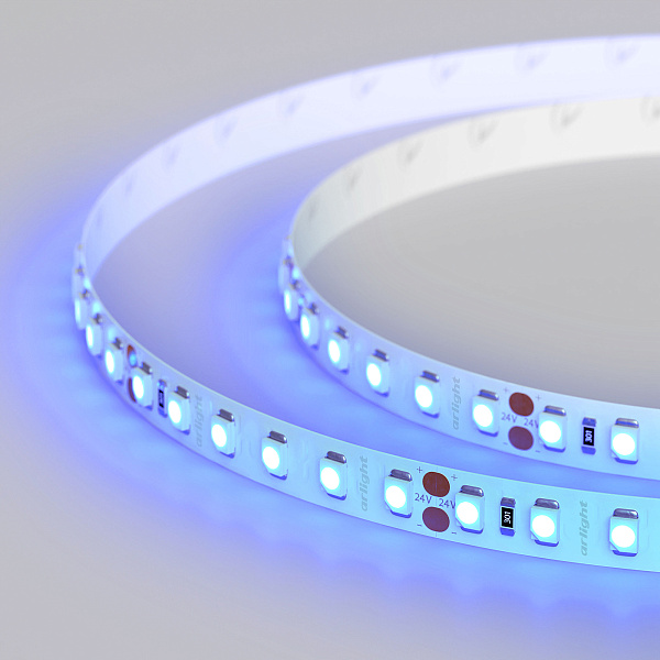 Светодиодная лента RT 2-5000 24V Blue 2x (3528, 600 LED, LUX) (Arlight, 9.6 Вт/м, IP20) Lednikoff