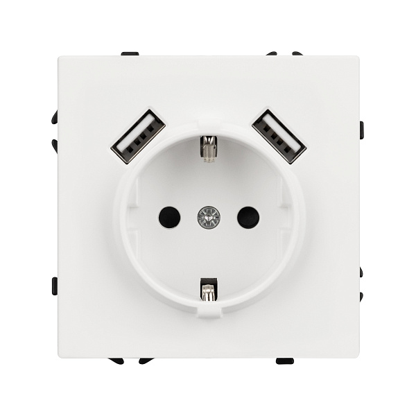 ARL NOBE Розетка зк со шторками с USB тип А+А софт-тач белый кварц SCT-MUAA-SFPL-WH (250V, 16A) (Arlight, -) Lednikoff