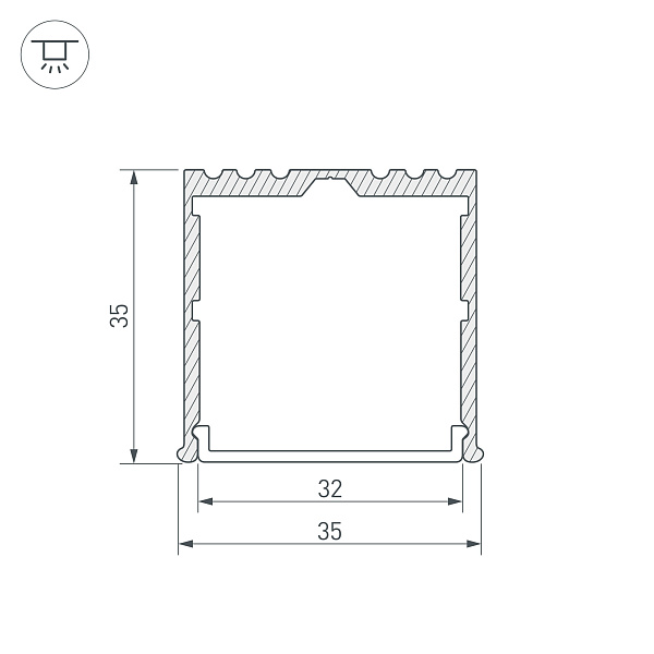 Профиль ARH-POWER-W35-3000 ANOD (Arlight, Алюминий) Lednikoff