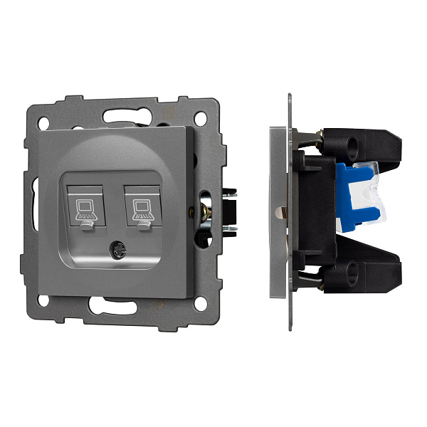 Механизм компьютерной розетки двойной SCT-MPC2-PL-GR-V (RJ-45, CAT6) (Arlight, -) Lednikoff