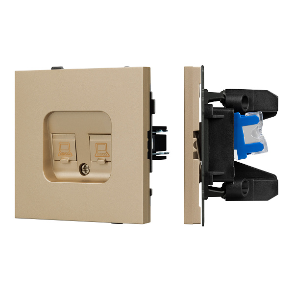 Механизм компьютерной розетки двойной SCT-TENDO-MPC2-SFPL-GD (RJ-45, CAT6) (Arlight, Матовый песочный) Lednikoff
