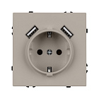 ARL NOBE Розетка зк со шторками с USB тип А+А софт-тач кашемир SCT-MUAA-SFPL-CA (250V, 16A) (Arlight, -) Lednikoff
