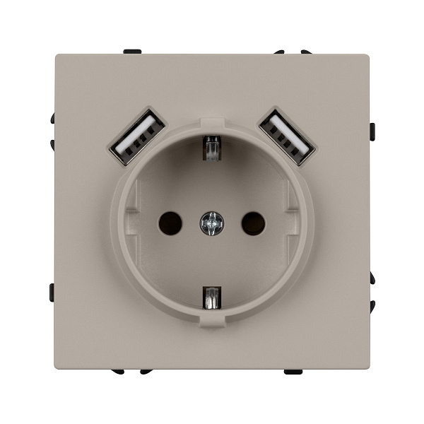 ARL NOBE Розетка зк со шторками с USB тип А+А софт-тач кашемир SCT-MUAA-SFPL-CA (250V, 16A) (Arlight, -) Lednikoff