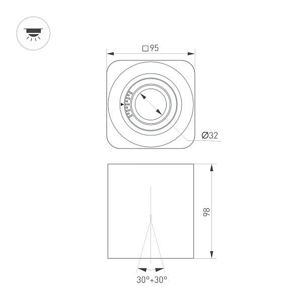 Светильник SP-ACENTO-S95x95-10W Warm3000 (BK, 20-45 deg, 230V) (Arlight, IP20 Металл, 5 лет) Lednikoff