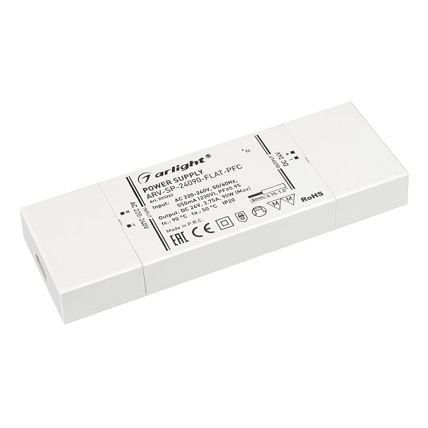 Блок питания ARV-SP-24090-FLAT-PFC (24V, 3.75A, 90W) (Arlight, IP20 Пластик, 5 лет) Lednikoff