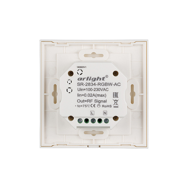 Панель Sens SR-2834RGBW-AC-RF-IN White (220V,RGBW,1 зона) (Arlight, IP20 Пластик, 3 года) Lednikoff