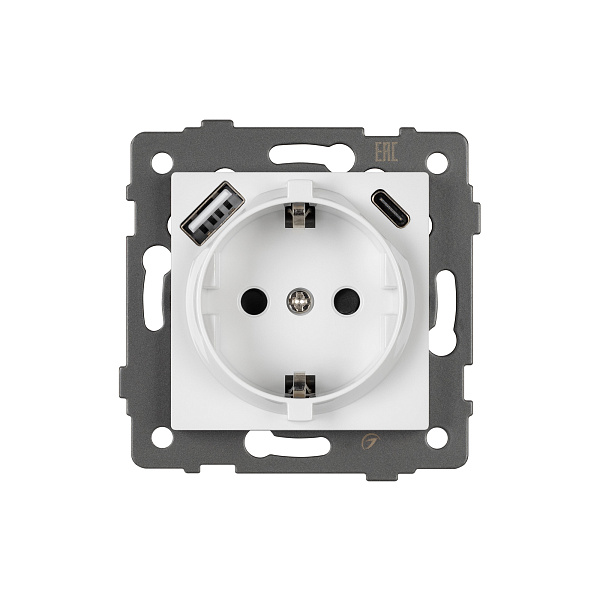 Механизм розетки с быстрой USB зарядкой SCT-MUAC-PL-WH-V (250V, 16A) (Arlight, -) Lednikoff