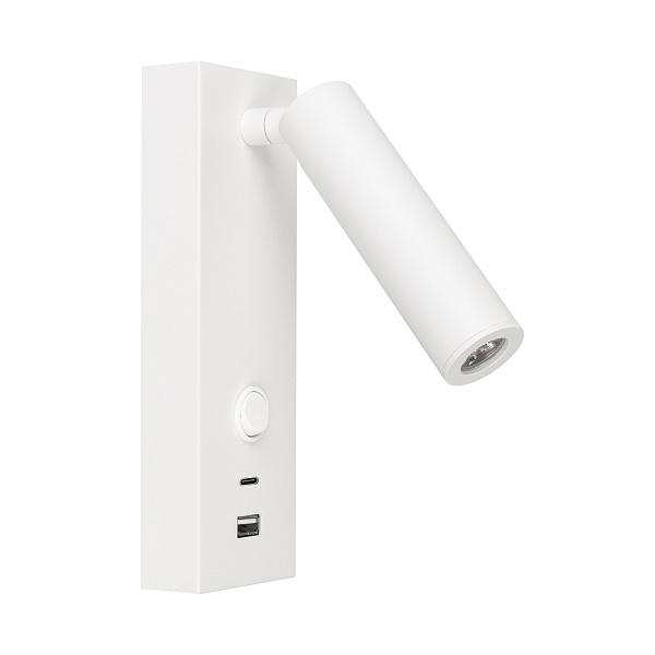 Светильник SP-BED-CHARGE-S60x125-3W Warm3000 (WH, 20 deg, 230V, USB-A, USB-C) (Arlight, IP20 Металл, 3 года) Lednikoff