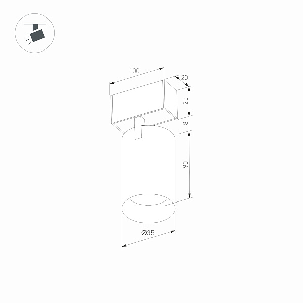 Светильник MAG-SPOT-25-R90-9W Warm3000 (BK, 30 deg, 24V) (Arlight, IP20 Металл, 5 лет)