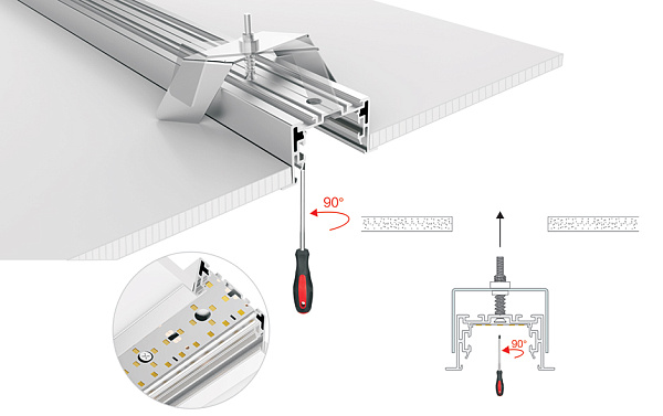 Профиль с экраном S2-LINIA55-F-2500 ANOD+OPAL (Arlight, Алюминий) Lednikoff