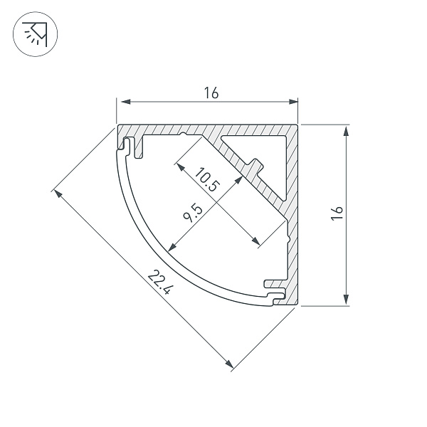 Профиль SL-KANT-H16-S10-2000 ANOD (Arlight, Алюминий) Lednikoff