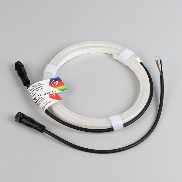 Светодиодная лента герметичная WAVE-SIDE-PU-H120-06x12mm 24V RGB (8 W/m, IP68, 1m, wire x1) (Arlight, Вывод прямой, 3 года)