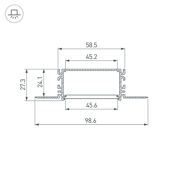 Профиль FANTOM-BENT-W49-SIDE-2000 ANOD (Arlight, Алюминий) Lednikoff