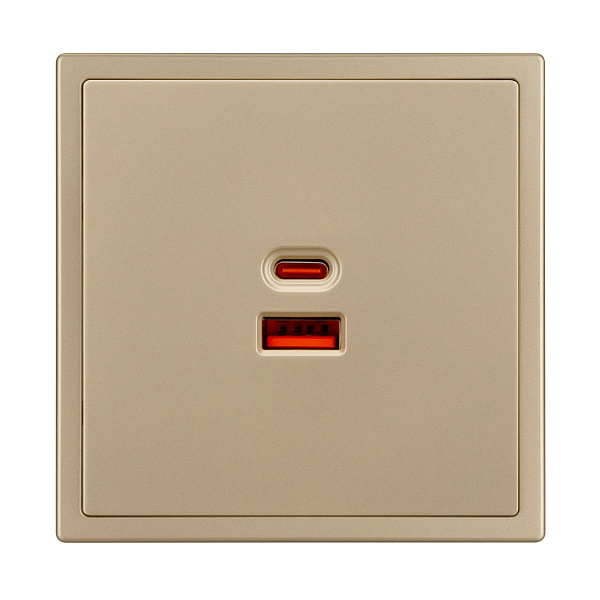 Механизм розетки с быстрой USB зарядкой SCT-NOBE-MUAC-SFPL-FC-GD (65W, QC3) (Arlight, Золотой песок) Lednikoff