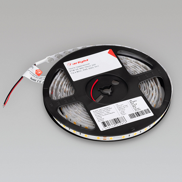 Светодиодная лента герметичная RTW-SE-B60-10mm 24V White6000 (14.4 W/m, IP65, 5m) (Arlight, -) Lednikoff
