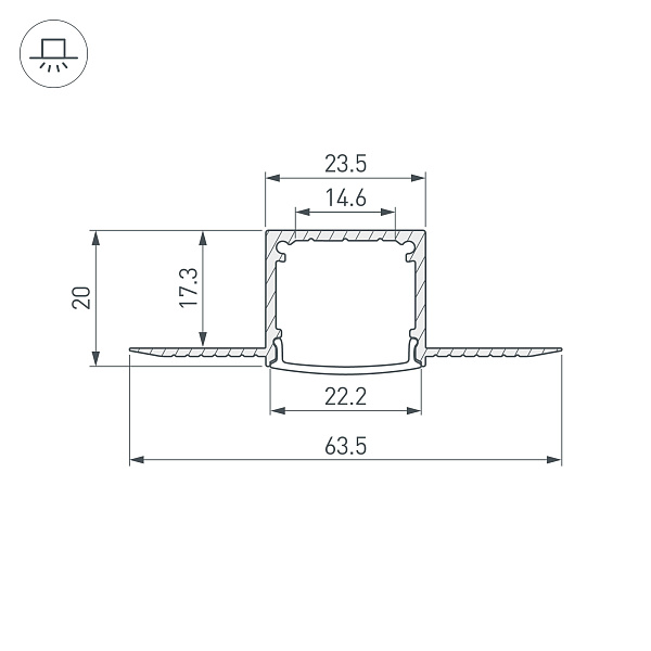 Профиль FANTOM-W20-H20-2000 ANOD (Arlight, Алюминий) Lednikoff