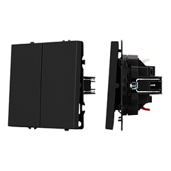 Механизм звонкового выключателя двухклавишный SWT-NOBE-MKR2-SFPL-BK (230V, 10A) (Arlight, Черный оникс)