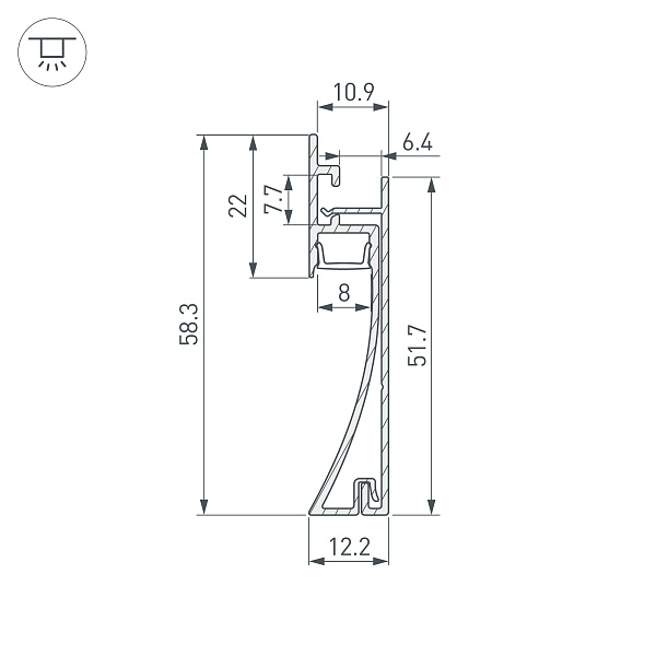 Профиль PLINTUS-H58-F-2000 BLACK (Arlight, Алюминий) Lednikoff