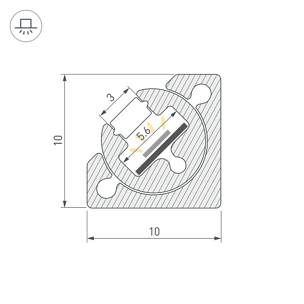 Профиль с экраном SL-KANT-H10-ROTATE-2000 CHAMPAGNE GOLD (Arlight, Алюминий+пластик) Lednikoff
