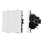 Механизм выключателя трехклавишный непроходной SWT-NOBE-MK03-SFPL-WH (230V, 10A) (Arlight, Белый кварц)