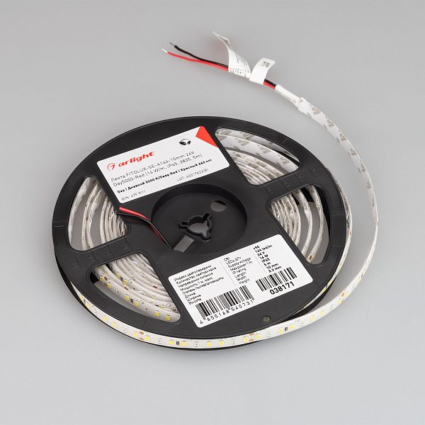 Светодиодная лента FITOLUX-SE-A144-10mm 24V Day5000-Red (14 W/m, IP65, 2835, 5m) (Arlight, 14 Вт/м, IP65) Lednikoff