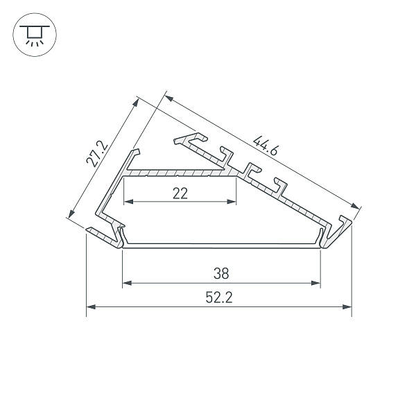 Профиль KLUS-P45.30-2000 ANOD (Arlight, Алюминий) Lednikoff