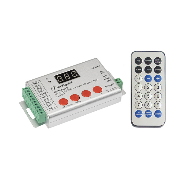 Контроллер HX-802SE-2 (6144 pix, 5-24V, SD-карта, ПДУ) (Arlight, -) Lednikoff