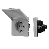 ARL NOBE Розетка зк со шторками и крышкой софт-тач никель SCT-MCP-SFPL-IS (250V, 16A) (Arlight, -)