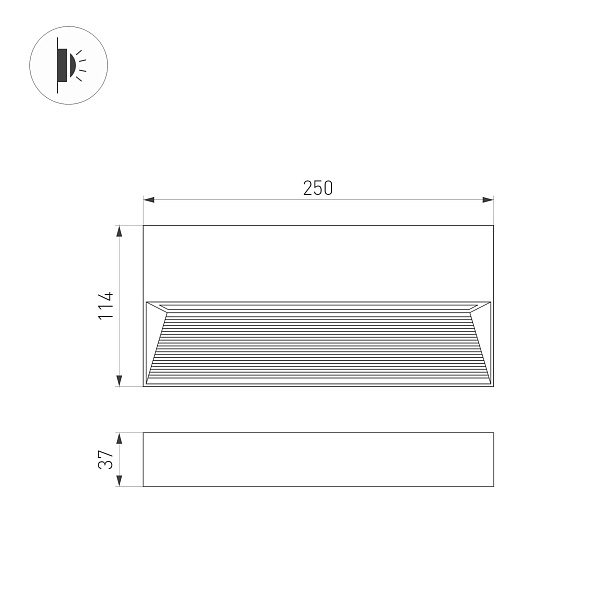 Светильник LGD-RIBONIK-S250x114-10W Warm3000 (Черный, 70 deg, 230V) (Arlight, IP65 Металл, 5 лет) Lednikoff