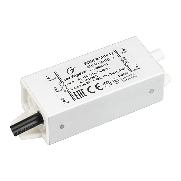 Блок питания ARPV-24010-D (24V, 0.42A, 10W) (Arlight, IP67 Металл, 3 года) Lednikoff