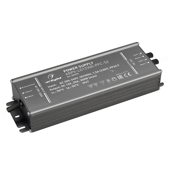 Блок питания ARPV-LG12300-PFC-S2 (12V, 25.0A, 300W) (Arlight, IP67 Металл, 5 лет) Lednikoff