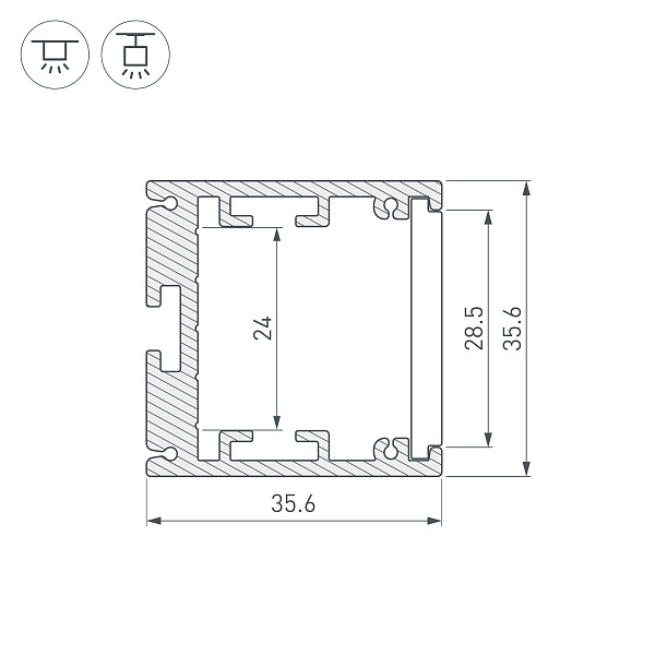Профиль SL-ARC-3535-D1500-W90 BLACK (1180мм, дуга 1 из 4) (Arlight, Алюминий) Lednikoff