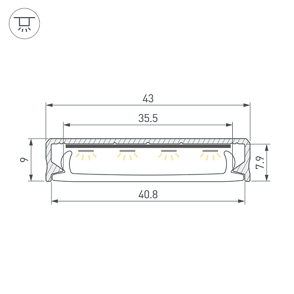 Профиль SL-LINE-4009-2000 ANOD (Arlight, Алюминий) Lednikoff