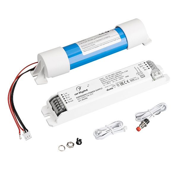 Блок аварийного питания ARJ-EMG-5W-EXT (10-90V, 3H, LiFePO4) (Arlight, IP20 Пластик, 3 года) Lednikoff