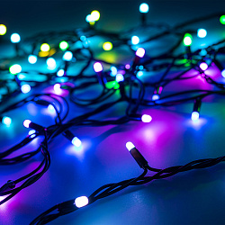 Светодиодная гирлянда ARD-STRING-PRO-10000-BLACK-100LED-MILK-LIVE RGB-DMX (24V, 10W) (Ardecoled, IP65, 2 года)