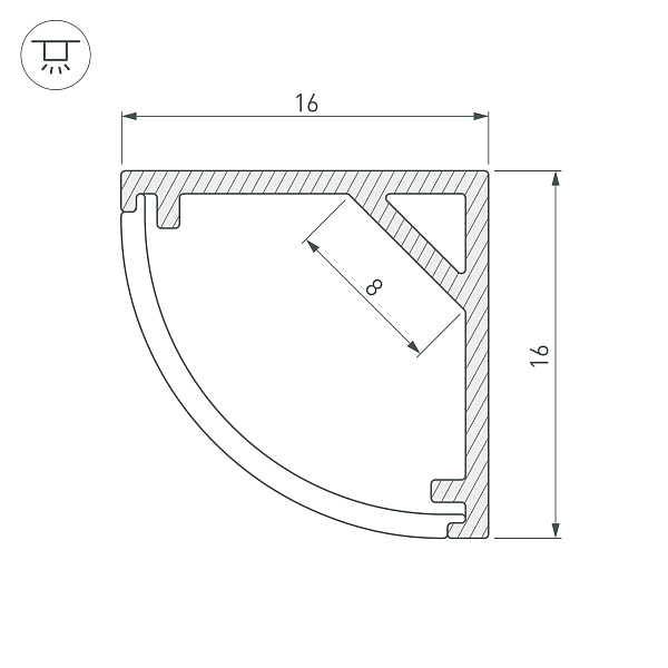 Профиль SL-KANT-H16-2000 WHITE (Arlight, Алюминий) Lednikoff