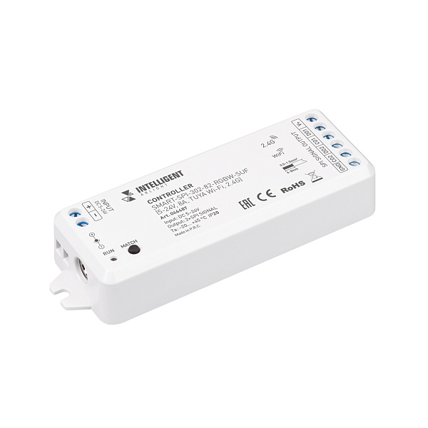 INTELLIGENT ARLIGHT Контроллер SMART-SPI-302-82-RGBW-SUF (5-24V, 8A, TUYA Wi-Fi, 2.4G) (IARL, IP20 Пластик, 5 лет) Lednikoff