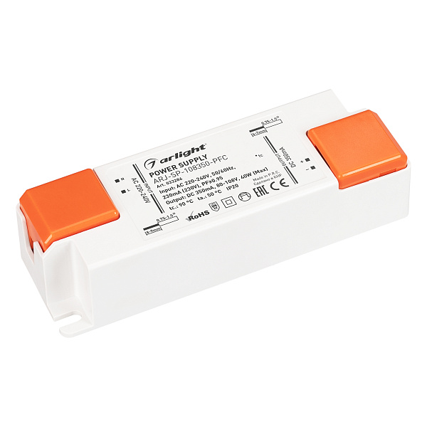 Блок питания ARJ-SP-108350-PFC (40W, 80-108V, 350mA) (Arlight, IP20 Пластик, 5 лет) Lednikoff