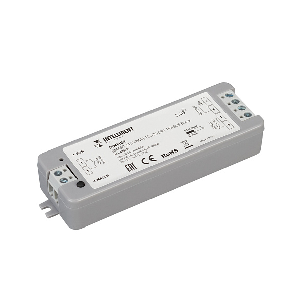 INTELLIGENT ARLIGHT Диммер SMART-SET-PWM-101-72-DIM-PD-SUF Black (5-36V, 1x8A, x4, ПДУ 13кн, 2.4G) (IARL, IP20 Пластик, 5 лет) Lednikoff