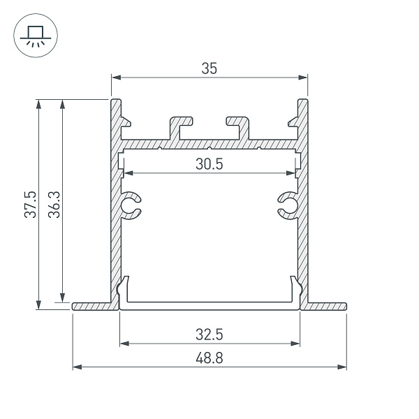 Профиль SL-LINIA49S-F-2000 ANOD BLACK (Arlight, Алюминий) Lednikoff