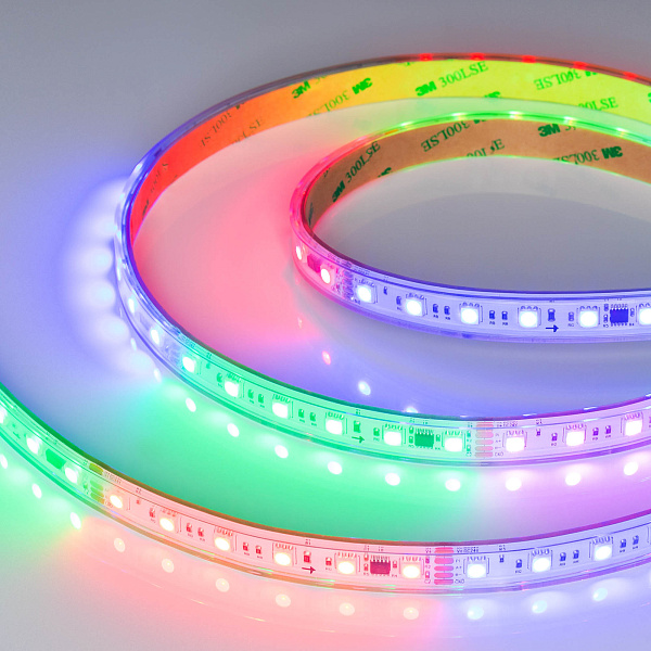 Светодиодная лента герметичная DMX-PS-B60-15mm 24V RGB-PX6 (15W/m, IP67, 5060, 5m) (Arlight, -) Lednikoff