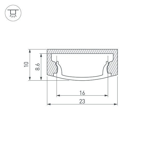Профиль с экраном ALU-WIDE-H8-2000 ANOD+FROST (Arlight, Алюминий) Lednikoff