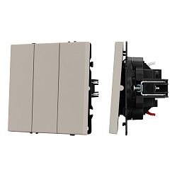 Механизм выключателя трехклавишный непроходной SWT-NOBE-MK03-SFPL-CA (230V, 10A) (Arlight, Кашемир)