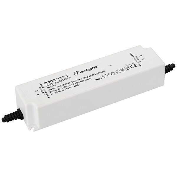 Блок питания ARPJ-KE421400A (60W, 1400mA, PFC) (Arlight, IP65 Пластик, 5 лет) Lednikoff